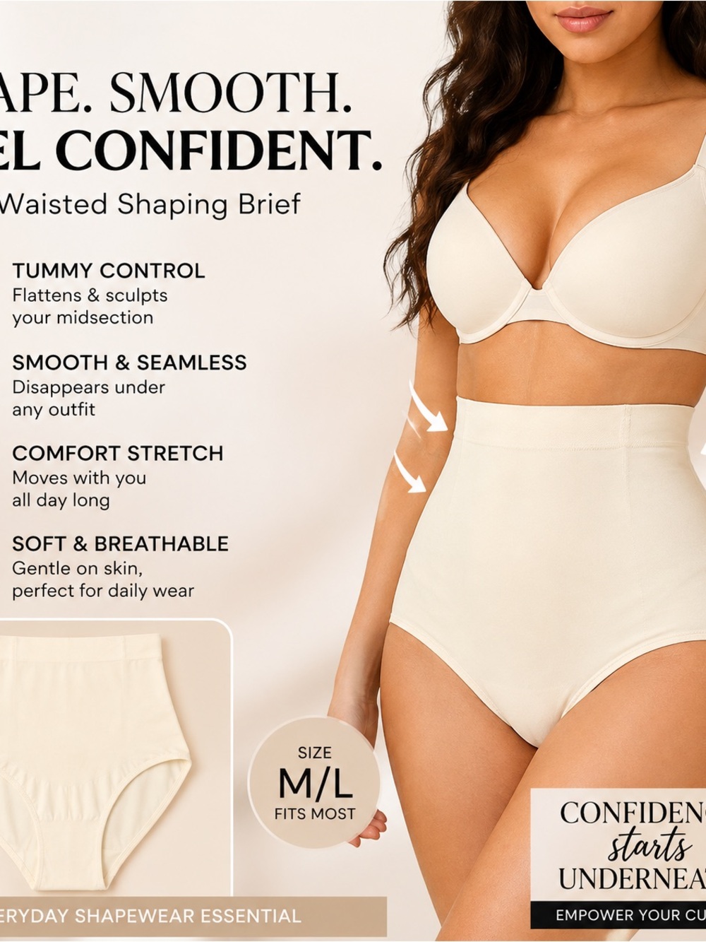 Shapermint Cream High-Waist Shaping Briefs for Kids